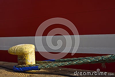 Ships Mooring Line Attached To A Bollard Stock Photo