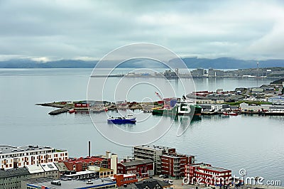 Ships in the port Hammerfest, Norway Editorial Stock Photo