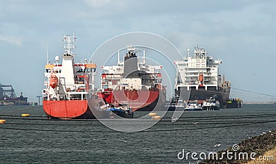 Ships in Rotterdam Harbor Stock Photo