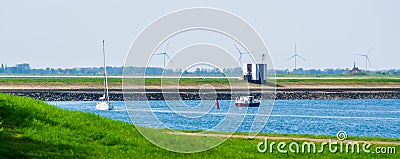 Ships sailing in the harbor of Tholen, Bergse diepsluis, Oosterschelde, zeeland, The netherlands Stock Photo