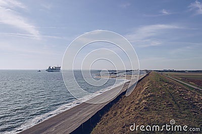 Ships sailing from Texel island Stock Photo