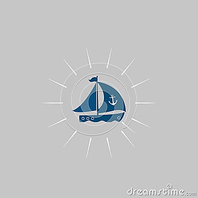 Ship at sea. Ship icon. Vector illustration. EPS 10. Cartoon Illustration