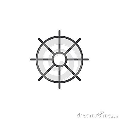 Ships wheel, helm line icon, outline vector sign, linear style pictogram isolated on white. Vector Illustration