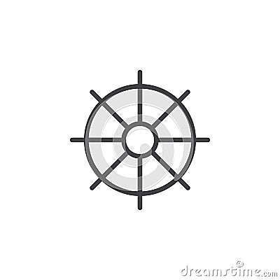 Ships wheel, helm line icon, outline vector sign, linear style pictogram isolated on white Vector Illustration