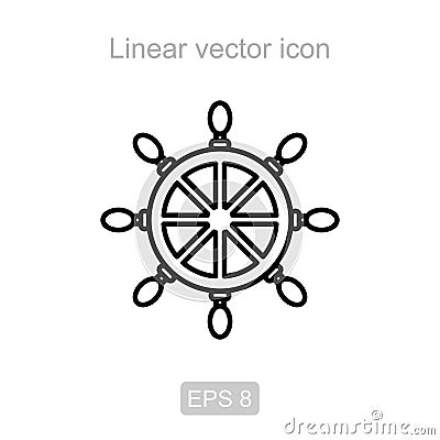 The ships wheel. Linear icon. Stock Photo