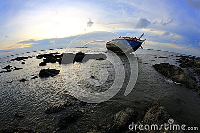 Shipwreck in Angsila Chonburi, Thailand Stock Photo
