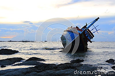 Shipwreck in Angsila Chonburi, Thailand Stock Photo