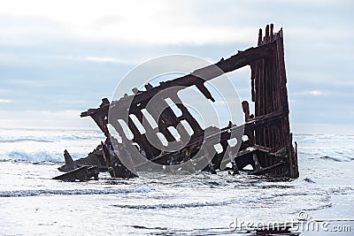 Shipwreck on the Astoria coast Stock Photo