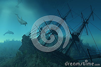 Shipwreck Beneath The Sea Royalty Free Stock Images ... Shipwreck Beneath The Sea Royalty Free Stock Images ...