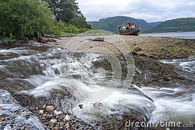 Shipwreck called the Old Boat of Caol,Corpach,Lochaber,Scotland,UK Stock Photo