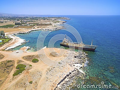 Shipwreck EDRO III, Pegeia, Paphos Stock Photo