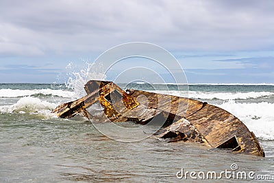 The shipwreck of the Pisces Star located on the shore of Carpenters Rocks South Australia on February 20th 2022 Stock Photo