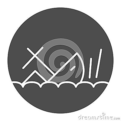 Shipwreck solid icon, marine concept, Sinking ship sign on white background, ship crash icon in glyph style for mobile Vector Illustration