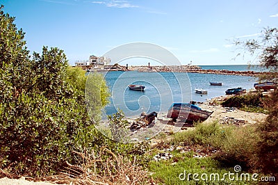 shipwrecked rowing boat Stock Photo