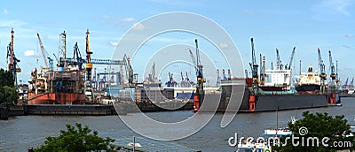 Shipyard in Hamburg harbor Stock Photo
