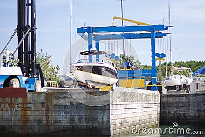 Shipyard industry , ship building ship on floating dry dock in Stock Photo