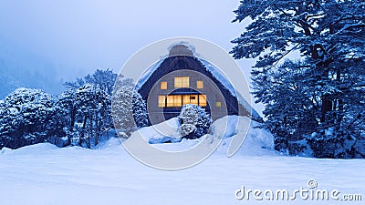 Shirakawa-go village in winter, UNESCO world heritage sites, Japan Stock Photo