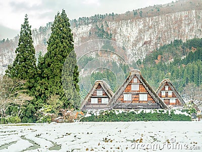 Shirakawa village house in Japan Stock Photo