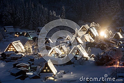 Shirakawago light-up Japan Stock Photo