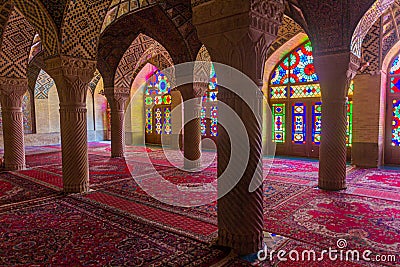 SHIRAZ, IRAN - JULY 8, 2019: Nasir al Mulk Mosque in Shiraz, Ir Stock Photo