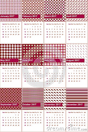 Shiraz and peru tan colored geometric patterns calendar 2016 Stock Photo