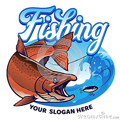 Shirt design fishing the chinook salmon Vector Illustration