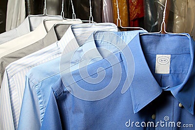 Shirt ironed in dry cleaner Stock Photo