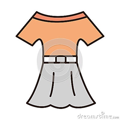 Shirt and skirt female accessory clothes line and fill icon Vector Illustration