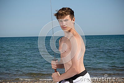 A 17 Year Old Teenage Boy With A Katana Stock Photo