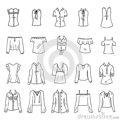 Shirts and blouses Vector Illustration