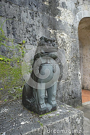 Shisa guardian lion in Shuri castle, Naha, Okinawa Stock Photo