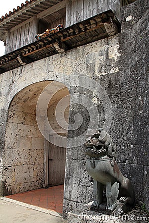Shisa guardian in Shuri castle, Naha, Okinawa Stock Photo