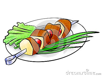 Shish kebab illustration Cartoon Illustration