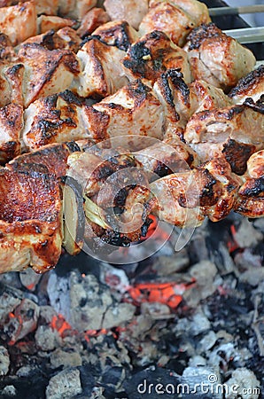 Shish kebab, meat, pork, beef. Stock Photo