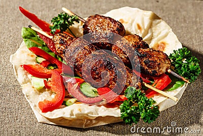 Shish kofte kebab Stock Photo