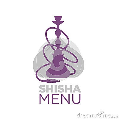 Shisha bar menu logotype with hookah silhouette illustration Vector Illustration