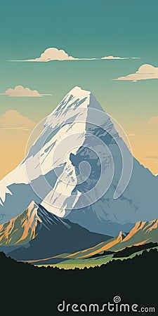 Minimalist Shishapangma Poster With Majestic Everest Design Stock Photo