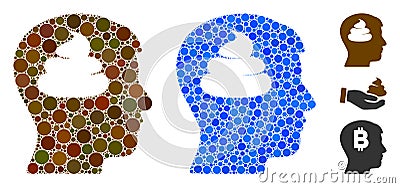 Shit Brains Head Mosaic Icon of Circles Vector Illustration