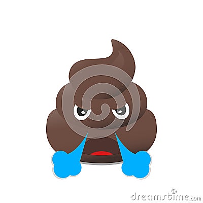 Shit emoji. Poo emoticon. Poop face isolated. Vector Illustration