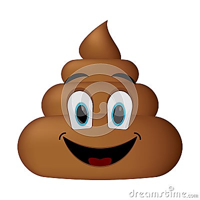 Shit icon, smiling face, poop emoticon Vector Illustration