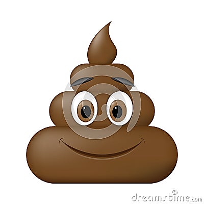 Shit icon, smiling face, poop emoticon isolated on white background Vector Illustration