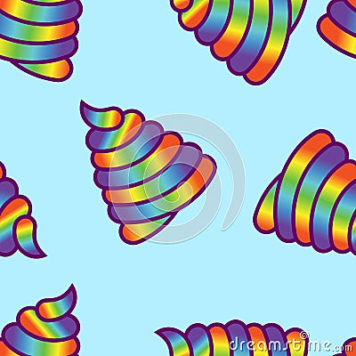 Shit Unicorn pattern. large turd Magic animal ornament. Huge mag Stock Photo