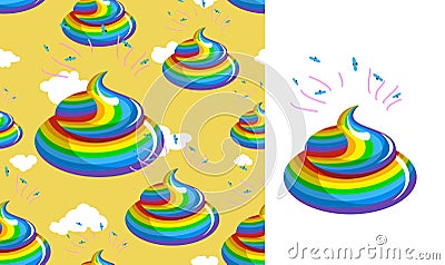 Shit Unicorn pattern. Turd rainbow colors. Kal rainbow fantastic Vector Illustration