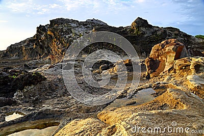 Shitiping Coastal spot featuring a natural staircase of eroded stone located at Hualien, Stock Photo