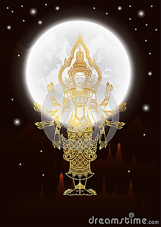 shiva of line thai tradition,buddha jewelry set Vector Illustration