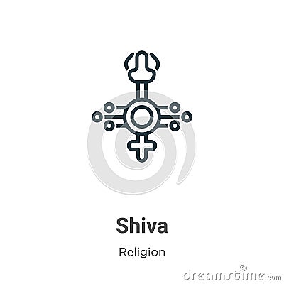 Shiva outline vector icon. Thin line black shiva icon, flat vector simple element illustration from editable religion concept Vector Illustration