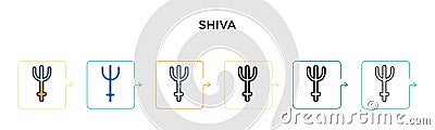 Shiva vector icon in 6 different modern styles. Black, two colored shiva icons designed in filled, outline, line and stroke style Vector Illustration
