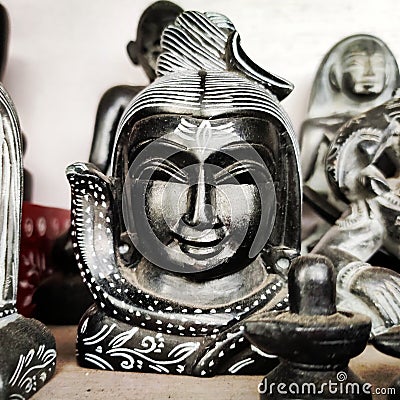 Shivan statue in block stone Stock Photo