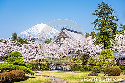 Shizuoka, Japan with Mt. Fuji in Spring Stock Photo
