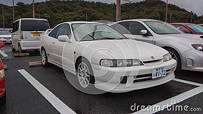 Shizuoka Japan September 8 2018 white Honda Integra Type R DC2 in a parking lot Editorial Stock Photo